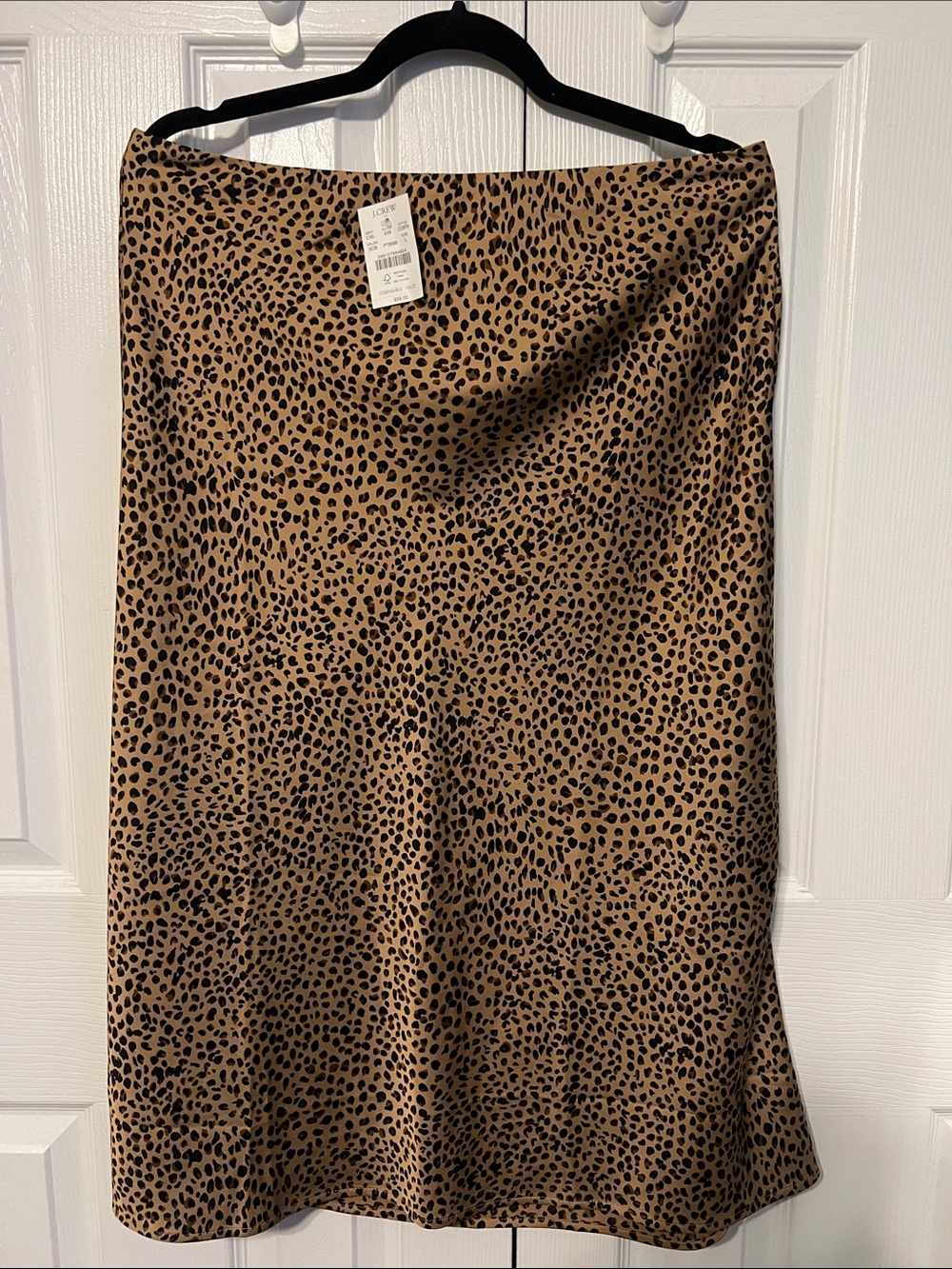 NWT J. Crew Factory Satin Leopard-Print Midi Skirt Size Large